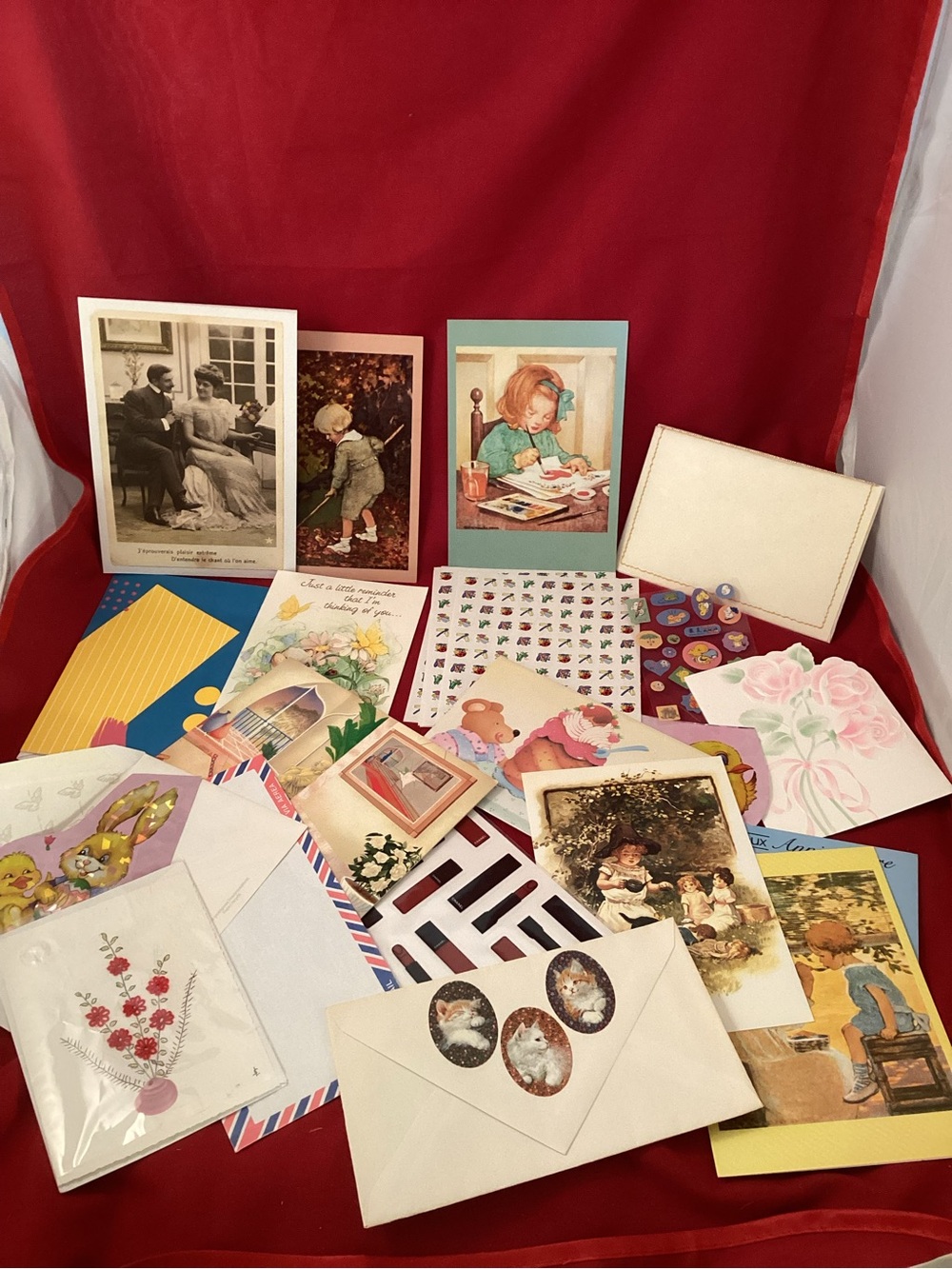 Vintage Greeting Card (no matching envelope) with stickers for junk journal